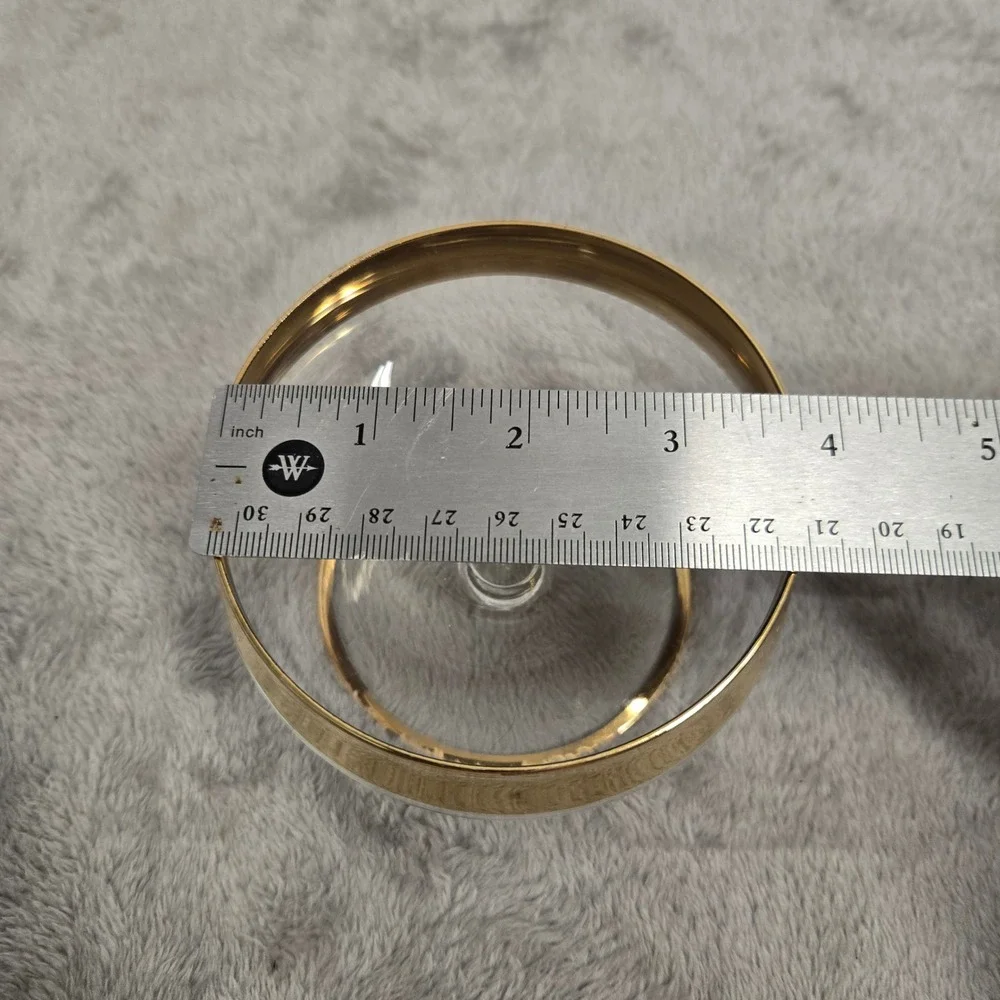 Vintage Mid Century Gold Rim Footed Dessert Bowl Coupe Glass Hollywood Regency